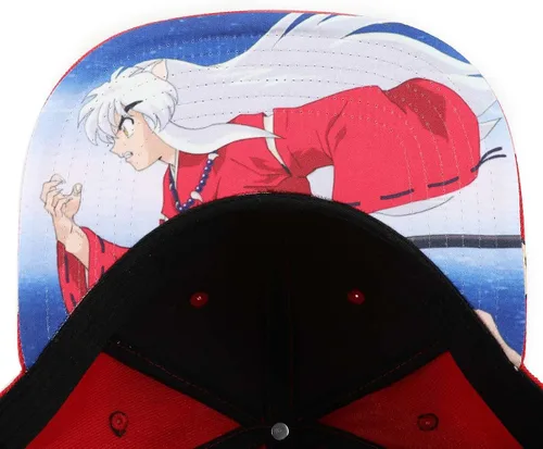 Vista 6 de Bioworld Inuyasha Anime Cartoon Necklace Rojo y Azul El Snapback Sombrero, Rojo