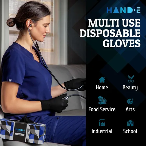Vista 7 de Hand-E Touch Disposable Nitrile Gloves 1000 Count Case - Latex Free, Powder Free, Surgical Medical Exam Gloves -Bulk Supply