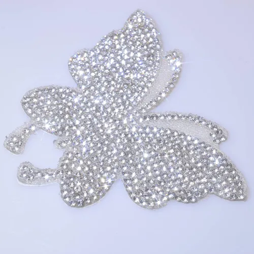 Vista 2 de 2 calcomanías de cristal para decoración de automóvil, diseño de mariposa, diamantes de imitación, decoración de autos, parachoques, ventanas