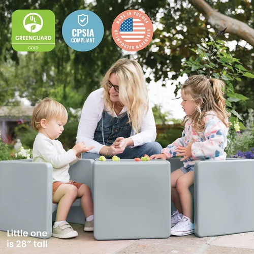 Vista 7 de ECR4Kids Tri-Me 3 en 1 silla cubo, muebles para niños, gris claro