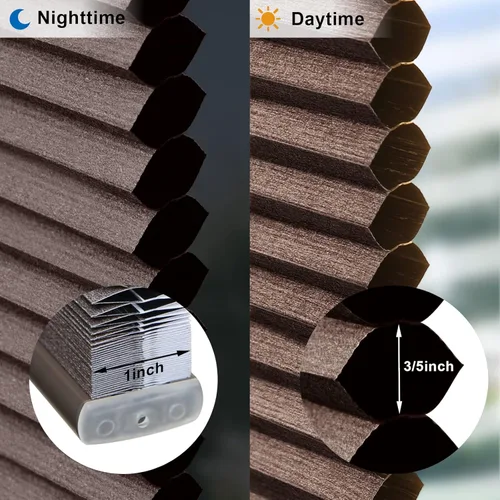 Vista 3 de LazBlinds Persianas celulares sin cordones, opacas personalizadas, 100 % bloqueo de luz, persianas plisadas para ventanas