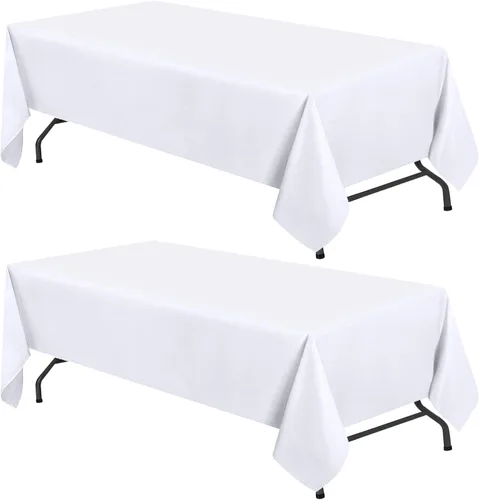 Vista 14 de White Classic WEALUXE Black Table Cloth for 6 Foot Rectangle Tables, 60x102 inches, Water, Stain and Wrinkle Resistant, 200 GSM Washable Poly Fabric