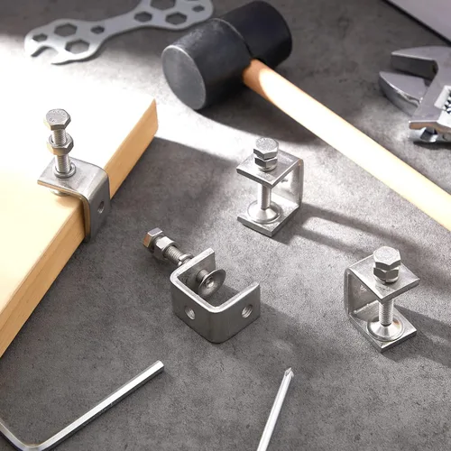 Vista 7 de Lounsweer 20 abrazaderas C de acero inoxidable resistentes de 1 3/16 pulgadas con apertura de mandíbula ancha estable, abrazaderas de tornillo