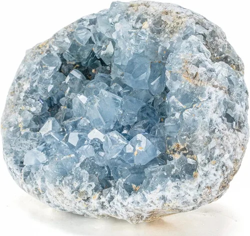 KALIFANO Geoda de racimo de cristal celestita AAA+ crudo – Piedra celestina natural de alta energía – Roca celestita de Reiki Wicca con efectos