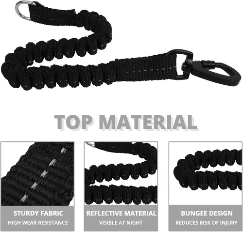 Vista 54 de Correa de perro de cuerda de 3 pies: correa resistente con gancho giratorio bloqueable, hilos reflectantes, bungee y asa acolchada - Correa