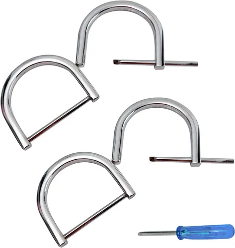 Vista 9 de willikiva 4 anillos en D con tornillo de cierre de repuesto para llave de grillete en forma de U, soporte de anillos D, herradura, de cuero