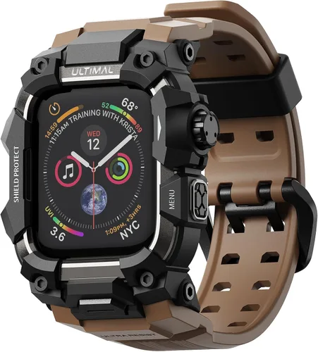 Vista 11 de ULTIMAL Funda Resistente con Correa para Apple Watch 44mm, Compatible con Apple Watch Series SE 3/SE 2/SE Generation/6/5/4, Funda Táctica Antigolpes