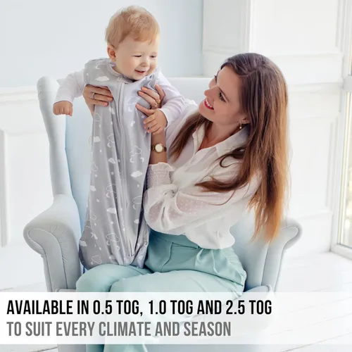 Vista 203 de Mama Cheetah Saco de dormir para bebé de 0.5 TOG, Manta portátil de algodón orgánico para bebé con cremallera bidireccional, Saco de dormir