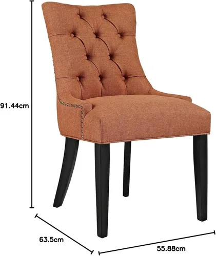 Vista 17 de Modway Regent - Silla de comedor de tela tapizada con botones en color blanco