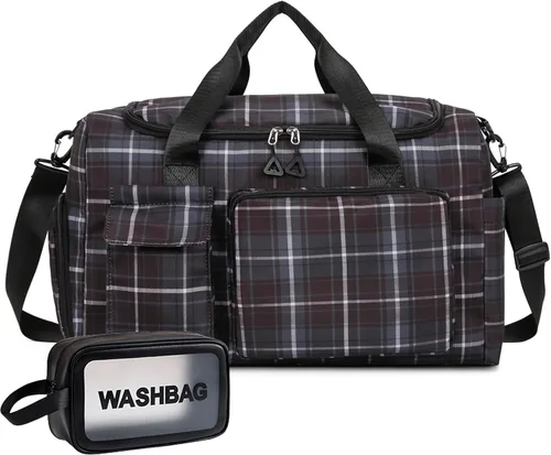 Vista 12 de Bolsa de Gimnasio Pequeña para Mujer, Bolsa de Lona de Viaje, Bolsa de Fin de Semana con Compartimento para Zapatos