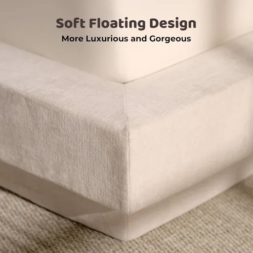 Vista 6 de RECCI AirFrame Cloud - Base de cama matrimonial con cabecera extra ancha, plataforma totalmente acolchada de espuma de 5 pulgadas, fácil montaje,