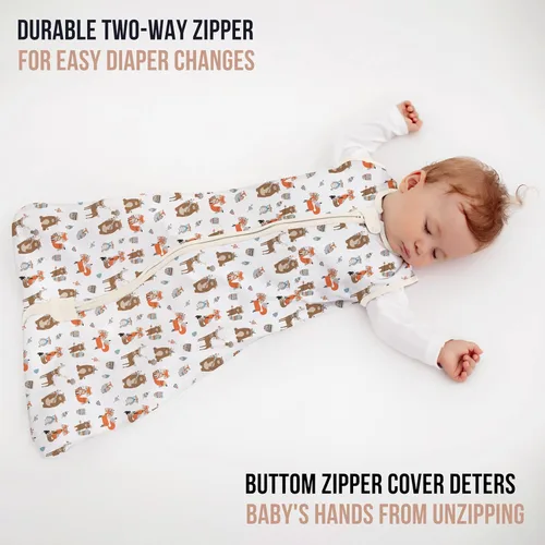 Vista 159 de Mama Cheetah Saco de dormir para bebé de 0.5 TOG, Manta portátil de algodón orgánico para bebé con cremallera bidireccional, Saco de dormir