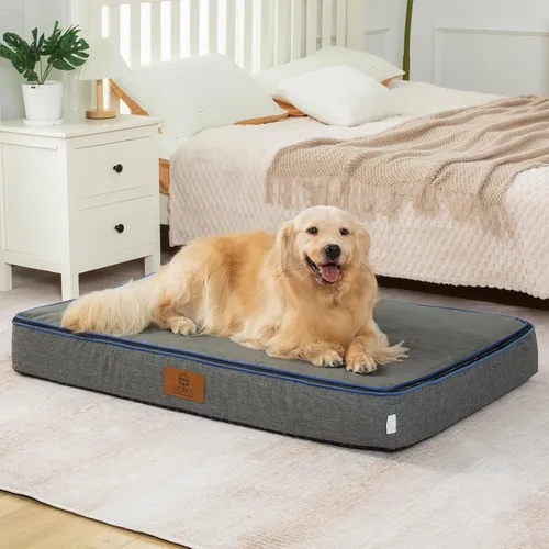 Vista 13 de LIORCE Cama grande para perros de espuma viscoelástica, camas ortopédicas de 4 pulgadas de grosor para perros grandes, cama impermeable para perros