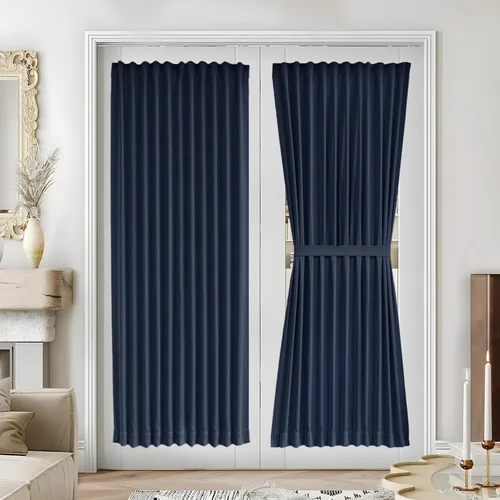 Vista 203 de Vatge - Cortinas laterales para ventana de puerta, cortinas para luz lateral de puerta frontal, 1 panel, 12 (ancho) x 72 (largo) pulgadas, aguamarina