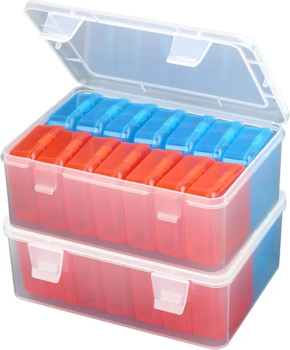 Vista 7 de Mathtoxyz Organizadores de Cuentas Pequeñas (Rojo, Azul), 15 Piezas Cajas de Almacenamiento de Plástico Mini Contenedores de Almacenamiento