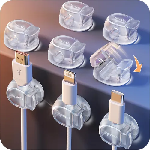Vista 15 de Paquete de 8 clips para cables, organizador de cables de bloqueo Negro
