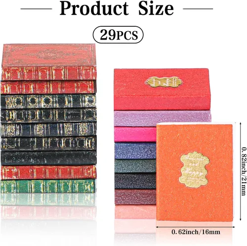 Vista 2 de 29 piezas a escala 112 en miniatura para casa de muñecas, libros surtidos de miniaturas atemporales, mini libros, modelos de casa de muñecas