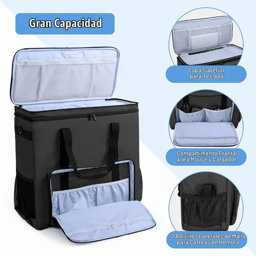 Vista 2 de CURMIO Estuche de transporte de PC de doble capa, bolsa de viaje para Negro
