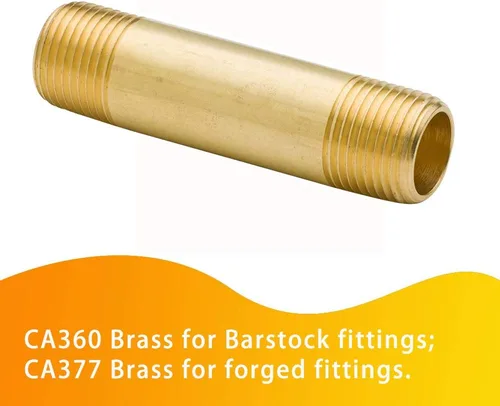 Vista 3 de Legines Accesorio de Tubería de Latón Niple Largo, 1/4" NPT Macho x 1/4" NPT Macho Extensor Conector Recto, 1-1/2" Longitud 1200psi (Paquete de 5)