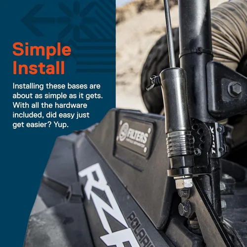 Vista 6 de True Mods - Kit de soporte de poste de bandera de liberación rápida [postes de 1/4 pulgadas y 5/16 pulgadas] [LED listo para montaje en látigo] Base