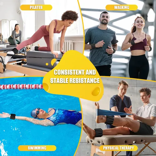 Vista 7 de Pulseras de pesas de tobillo y muñeca de 4 libras / 2 libras para mujer, pulsera de pesas ajustables de silicona para pilates, sujetadores