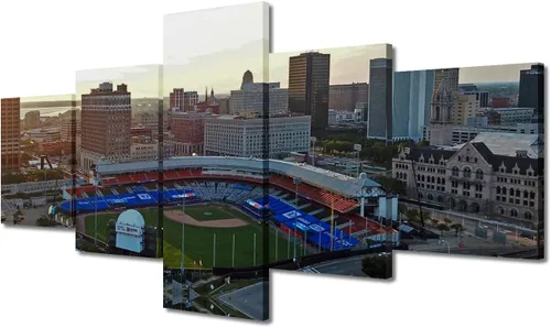 Vista 74 de Busch Stadium Baseball Home Decor St. Louis, Missouri Cityscape - Pósteres e impresiones artísticas de pared de 5 piezas de estadios de béisbol