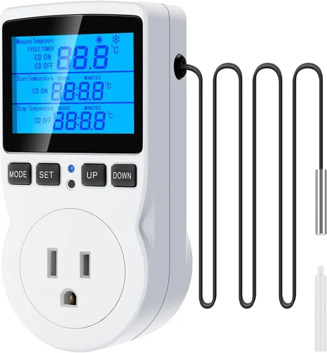 Controlador de temperatura digital Termostato Temporizador Controlador de termostato de reptil Temporizador de día y noche Temporizador de 110 V de