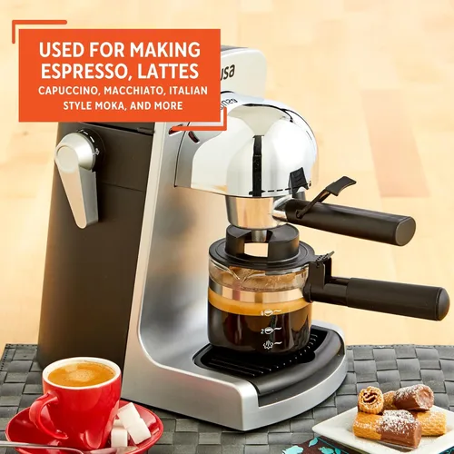 Vista 7 de IMUSA Cafetera eléctrica para Espresso y Cappuccino Bistro de 4 tazas, plateado