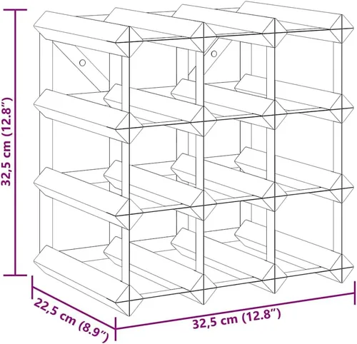 Vista 9 de 4 Tier Rustic Wine Rack for 12 Bottles, Brown Solid Pine Wood with Galvanized Steel Frame