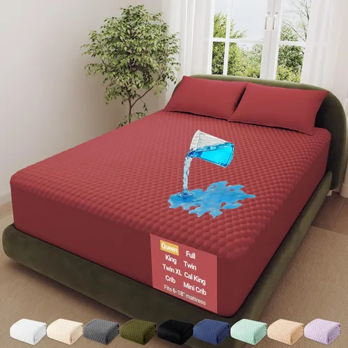 Vista 18 de OhGeni - Protector de colchón 100% impermeable, matrimonial, para colchones 6-20" con esquinas profundas, suave, silencioso, lavable a máquina