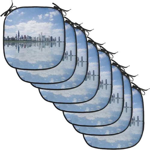 Vista 47 de Lunarable American Chair Cushion Pad, Massachusetts Flagg Holds a Bow and Pointing Downward Arrow, Seat Padding for Kitchen & Patio with Anti-Slip