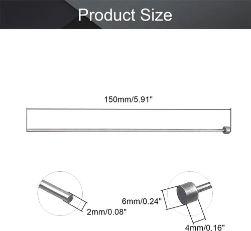 Vista 2 de Utoolmart 0.079 in Dia Punta Redonda Acero Recto Eyector Pin Punch 5.906 in Largo Gris Plata 10pcs