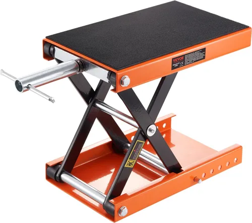 Vista 12 de VEVOR gato elevador de motocicleta, gato elevador de motocicleta ATV de 1100 LBS con carro y manivela, soporte de elevación central con plataforma
