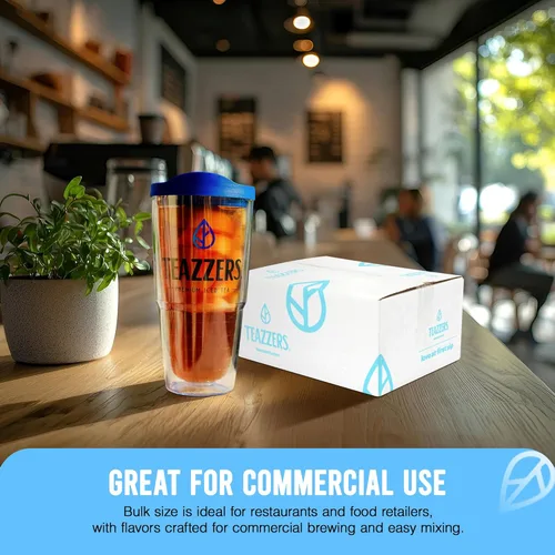 Vista 4 de Teazzers Bolsas de té verde totalmente natural de alta calidad, ideales para cafeteras de té helado comerciales, sin azúcar (3 onzas, 32, unidades)