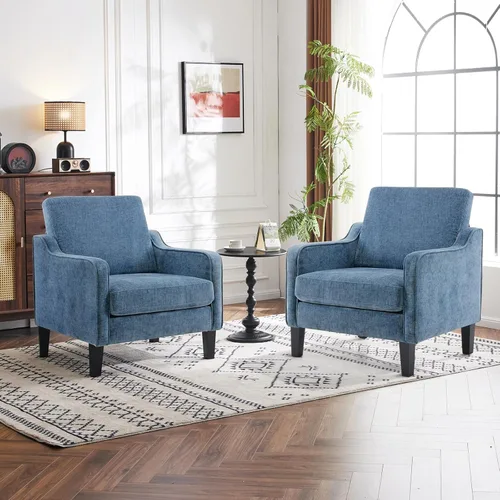 Vista 19 de VINGLI Juego de 2 sillas decorativas para sala de estar, sillas de lectura marrón claro para dormitorio, silla con brazo recogido, sillas