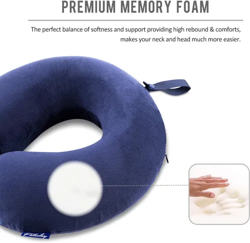 Vista 4 de Fabuday - Almohada de viaje de espuma viscoelástica, almohada para apoyar el cuello y la cabeza para usar en viajes en avión, en el auto, hogar u