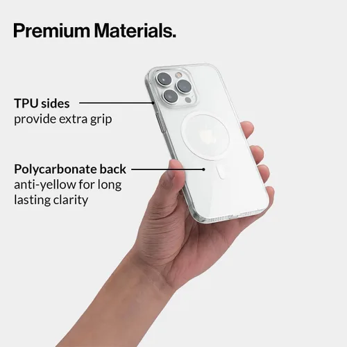 Vista 5 de totallee Funda transparente para iPhone 15 Pro Max con agarre extra, delgada y magnética para iPhone 15 Pro Max con imanes integrados