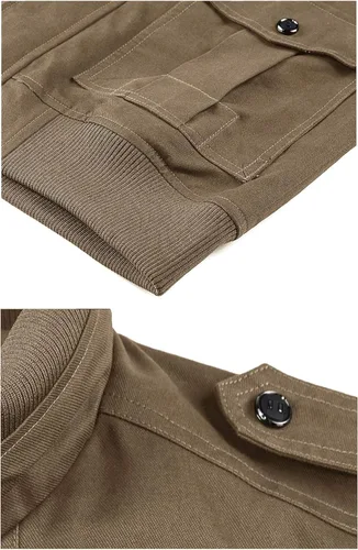 Vista 6 de TACVASEN - Chaquetas de algodón para hombre, estilo militar, con múltiples bolsillos