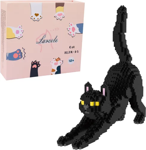 Vista 8 de Larcele Juego de mini bloques de construcción para gatos, ladrillos de juguete de construcción 3D para bricolaje, 1390 piezas KLJM-05