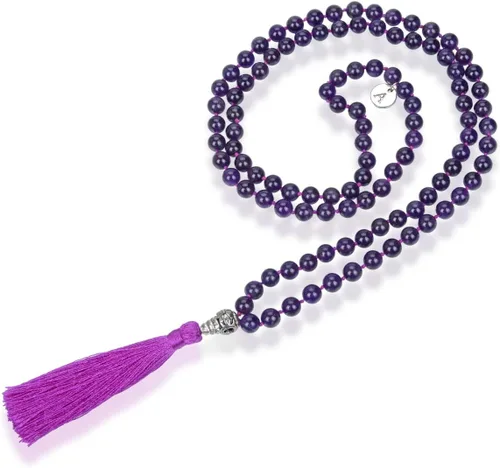 Adabele Premium 108 Mala Beads Malas Necklace - Natural Healing Gemstone Tibetan Buddhist Japa Prayer Meditation Reiki Chakra Stone Quartz Rock