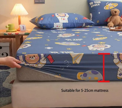 Vista 7 de Sábana bajera ajustable de algodón de verano para niños, estampado de animé de dibujos animados, funda de cama para cama individual y doble