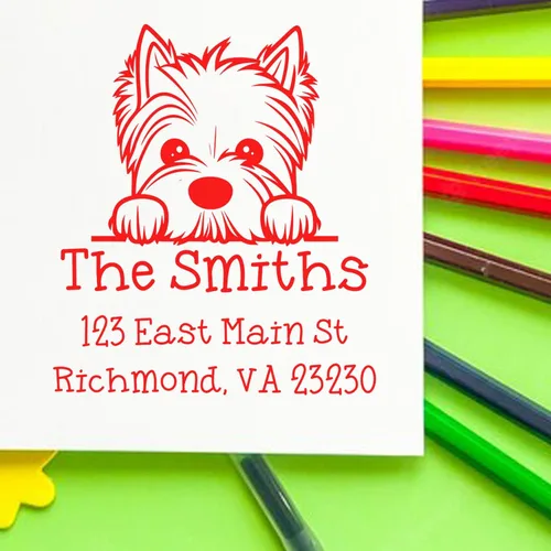 Vista 395 de Sello de alta calidad para cachorros Airedale Terrier – Sello de dirección personalizado – Ideal para los amantes de los perros – Elección de 5