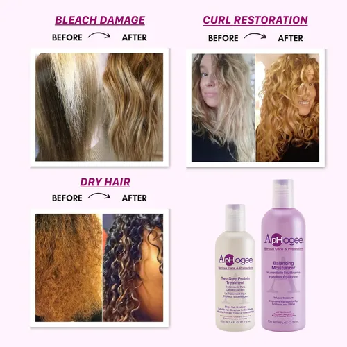 Vista 6 de Aphogee Paquete doble para el cuidado del cabello: tratamiento proteico de dos pasos (4 fl oz) y hidratante equilibrante (8 fl oz)