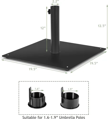 Vista 5 de Tangkula Base de sombrilla de patio de 35 libras, soporte de sombrilla resistente de 20 pulgadas, base cuadrada para sombrilla con almohadillas