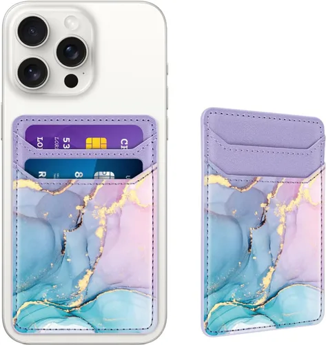 Portador de Tarjetas Autoadhesivo para la Parte Posterior del Teléfono, Bolsillos de Billetera de Teléfono de Cuero RFID que se Adhieren, Fundas