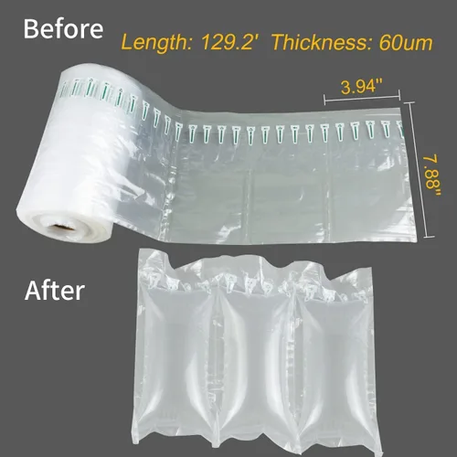 Vista 2 de Almohadas de aire para envío, 200 bolsas de aire inflables (3.94 x 7.88 pulgadas, 60 μm) con bomba, película de cojín reciclable para embalaje