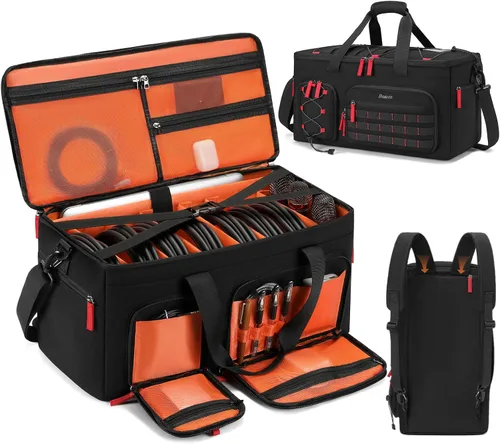 Vista 7 de Bolsa para cables DJ con divisores desmontables para equipos y equipo de música, azul