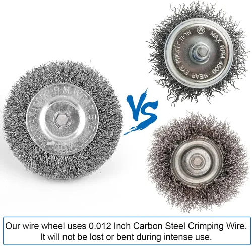 Vista 4 de Cepillo de alambre para taladro, juego de cepillo de rueda de alambre, cepillo de alambre para taladro de 1/4 pulgada para limpieza de óxido