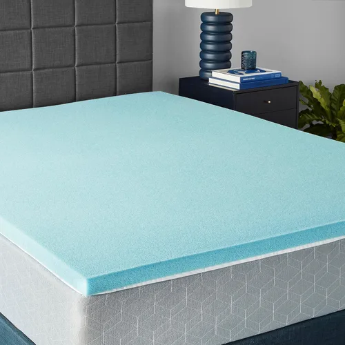 Vista 10 de Yaxa Basics Cubrecolchón de espuma viscoelástica con gel refrescante, certificado CertiPUR-US, 3 pulgadas, Queen, color azul