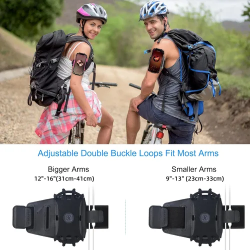 Vista 4 de Bandas de brazo para teléfono celular, desmontable y giratorio de 360 grados, universal, compatible con iPhone, Samsung Galaxy Pixel LG